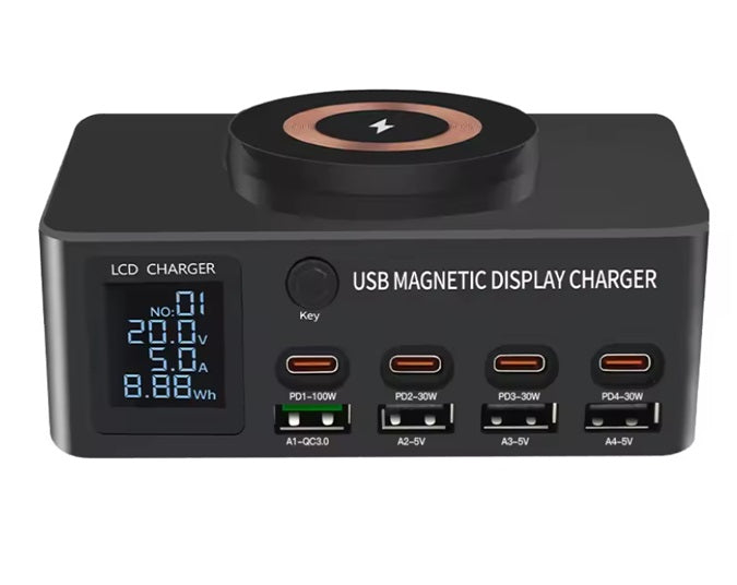 GaN 1080W Desktop Charger with 8 Ports – Fast Charging for MacBook, iPhone 15/16, Samsung, and More