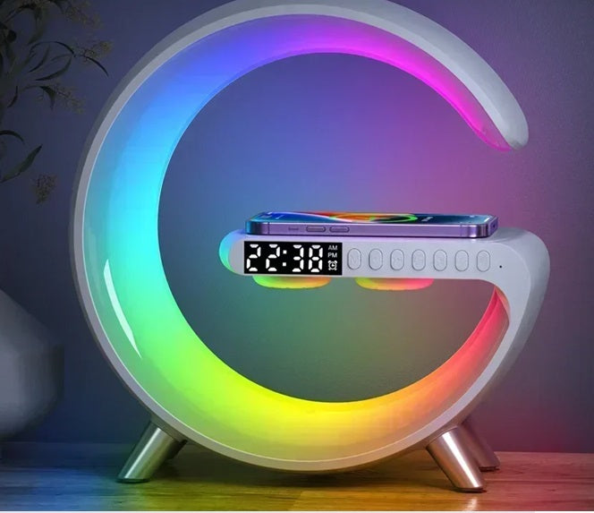Smart RGB Night Lamp – Wireless Speaker, Alarm Clock, and Wireless Phone Charging
