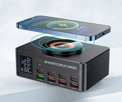 GaN 1080W Desktop Charger with 8 Ports – Fast Charging for MacBook, iPhone 15/16, Samsung, and More