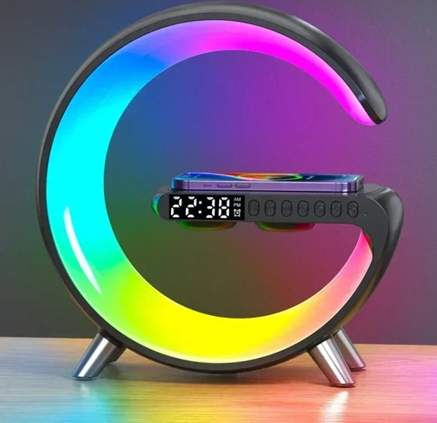 Smart RGB Night Lamp – Wireless Speaker, Alarm Clock, and Wireless Phone Charging