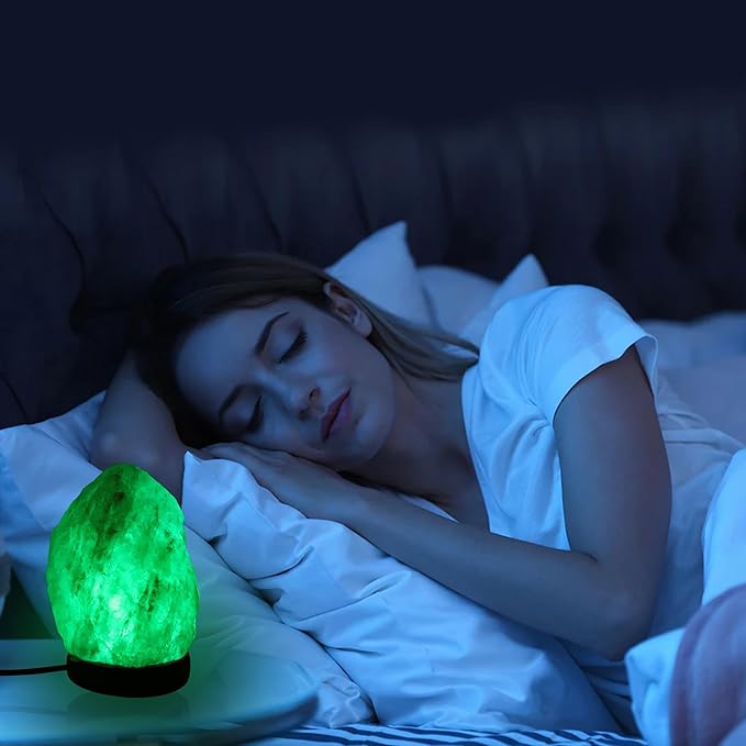 Natural Crystal Salt Lamp with 7-Color Changing Light – Unique Design with Premium Wooden Base