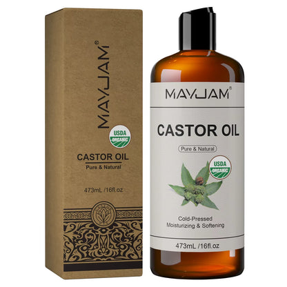 Pure Organic Castor Oil – Natural Cold-Pressed Massage Oil, 473ml