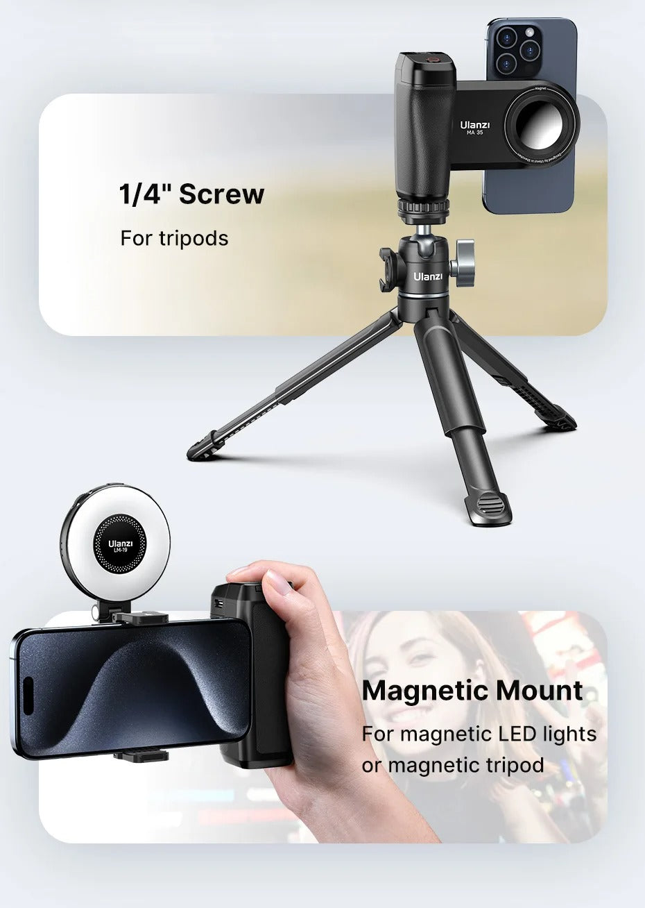 Bluetooth Camera Handle with MagSafe – Perfect Stability for Smartphone Photography