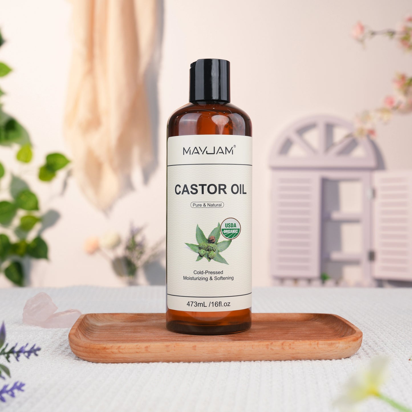 Pure Organic Castor Oil – Natural Cold-Pressed Massage Oil, 473ml
