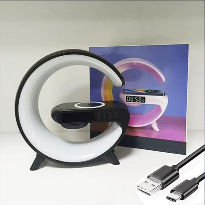 Smart RGB Night Lamp – Wireless Speaker, Alarm Clock, and Wireless Phone Charging