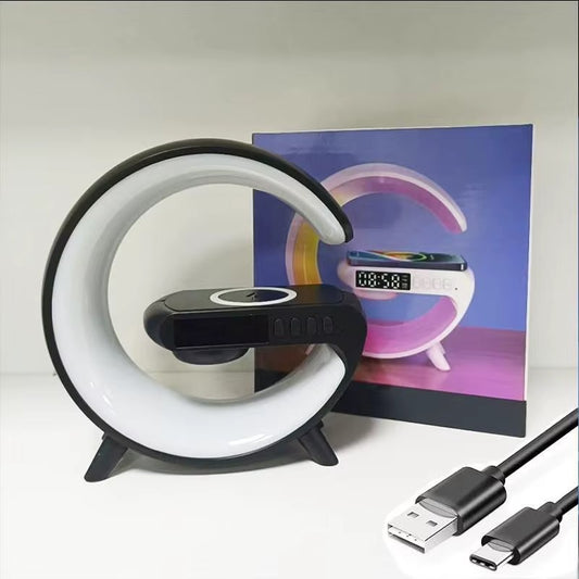 Smart RGB Night Lamp – Wireless Speaker, Alarm Clock, and Wireless Phone Charging
