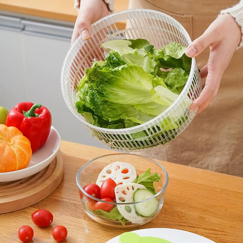 Manual Vegetable Chopper and Salad Basket – Multifunctional Salad Spinner for Draining Fruits, Vegetables, and Greens