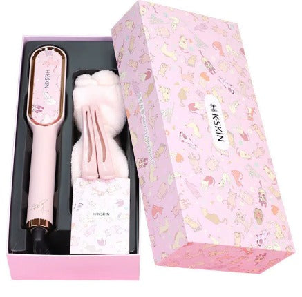 K‑SKIN 2‑in‑1 Professional Straightening and Curling Brush – Quick Hair Styling