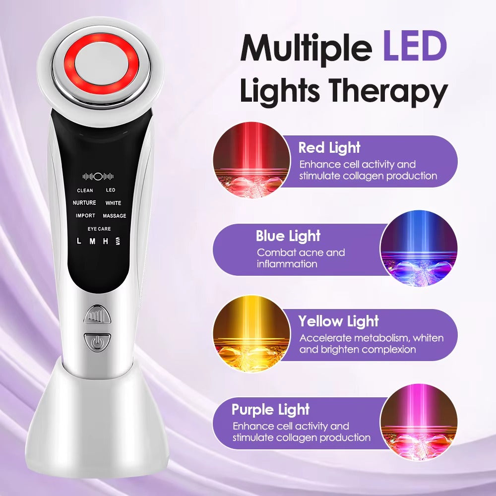 EMS Beauty Device for Facial Massage – LED Treatment, Ionic Vibration, Skin Firming, Anti-Aging, and Wrinkle Reduction