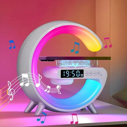 Multifunctional Wireless Charging Stand with Speaker, RGB Night Light, and TF Card – Fast Charging for iPhone, Samsung, Xiaomi, Huawei